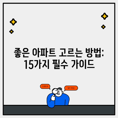 좋은 아파트 고르는 방법: 15가지 필수 가이드