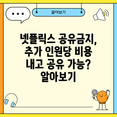 넷플릭스 공유금지, 추가 인원당 비용 내고 공유 가능? 알아보기