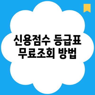 신용점수 등급표 무료조회 방법