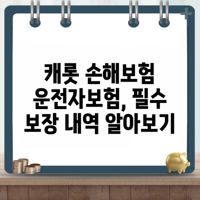 캐롯 손해보험 운전자보험, 필수 보장 내역 알아보기