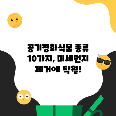 공기정화식물 종류 10가지, 미세먼지 제거에 탁월!