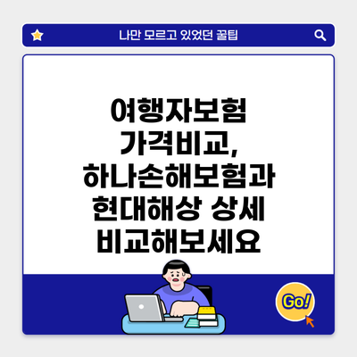 여행자보험 가격비교, 하나손해보험과 현대해상 상세 비교해보세요