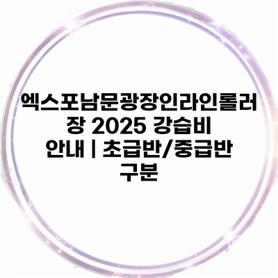 엑스포남문광장인라인롤러장 2025 강습비 안내 | 초급반/중급반 구분