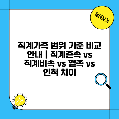 직계가족 범위 기준 비교 안내 | 직계존속 vs 직계비속 vs 혈족 vs 인척 차이