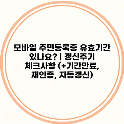 모바일 주민등록증 유효기간 있나요? | 갱신주기 체크사항 (+기간만료, 재인증, 자동갱신)