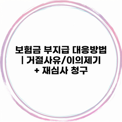 보험금 부지급 대응방법 | 거절사유/이의제기 + 재심사 청구