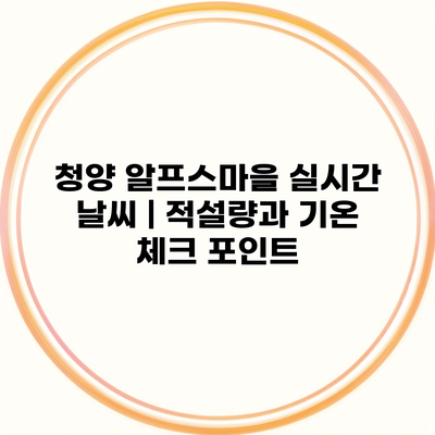 청양 알프스마을 실시간 날씨 | 적설량과 기온 체크 포인트