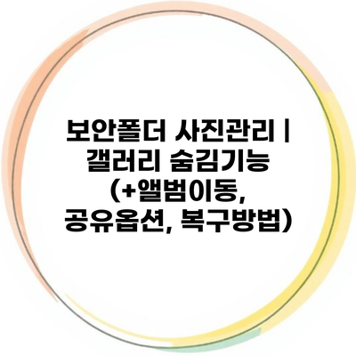 보안폴더 사진관리 | 갤러리 숨김기능 (+앨범이동, 공유옵션, 복구방법)