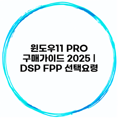 윈도우11 PRO 구매가이드 2025 | DSP FPP 선택요령