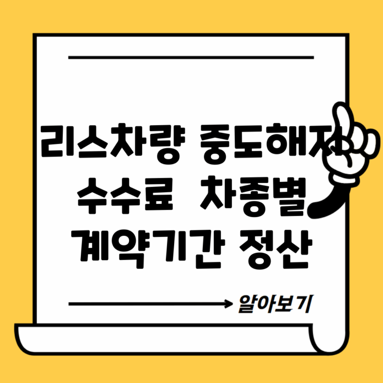 리스차량 중도해지 수수료 | 차종별, 계약기간, 정산
