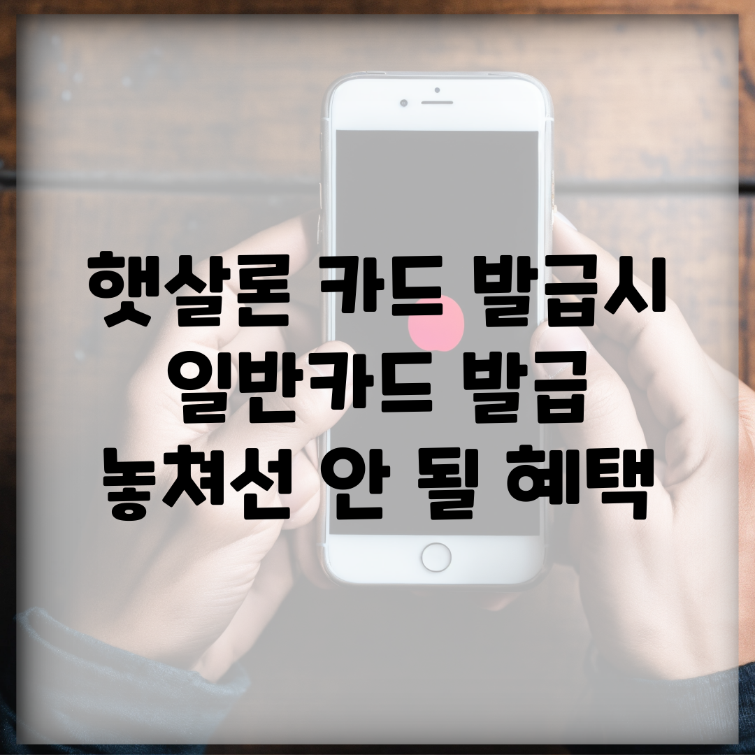 햇살론 카드 발급시 일반카드 발급, 놓쳐선 안 될 혜택