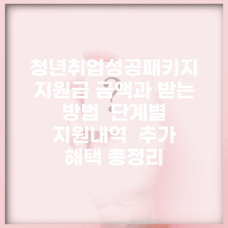 청년취업성공패키지 지원금 금액과 받는 방법 | 단계별 지원내역 | 추가 혜택 총정리