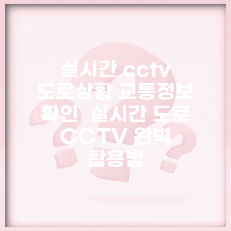 실시간 cctv 도로상황 교통정보 확인 | 실시간 도로 CCTV 완벽 활용법