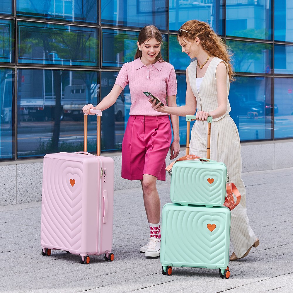 하트풀 트래블 세트 6종 하트시티 캐리어 35cm(14인치)+42cm(18인치)+72cm(28인치)+키트박스+스누피 압축 파우치 XS 큐컴+신발파우치 상세 이미지 2