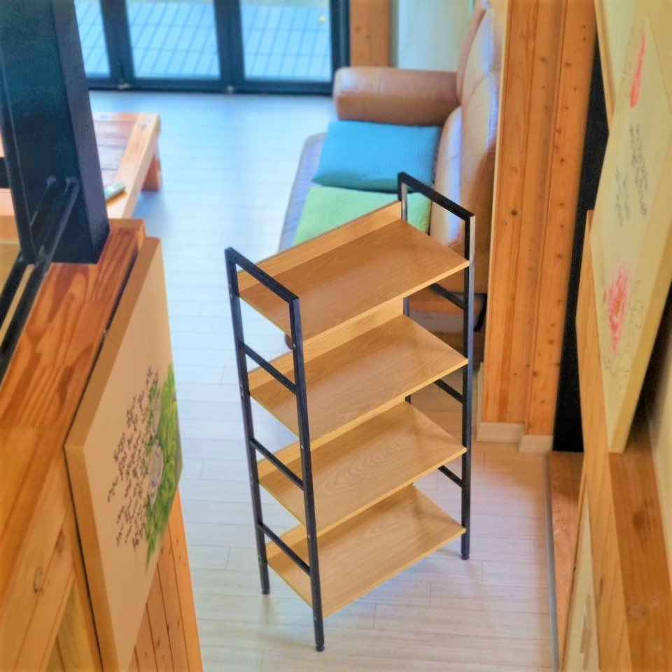 선반 수납선반 거실 철제 다용도실 팬트리 다용도 조립 모듈 나무 원목 3단블랙 상세 이미지 2