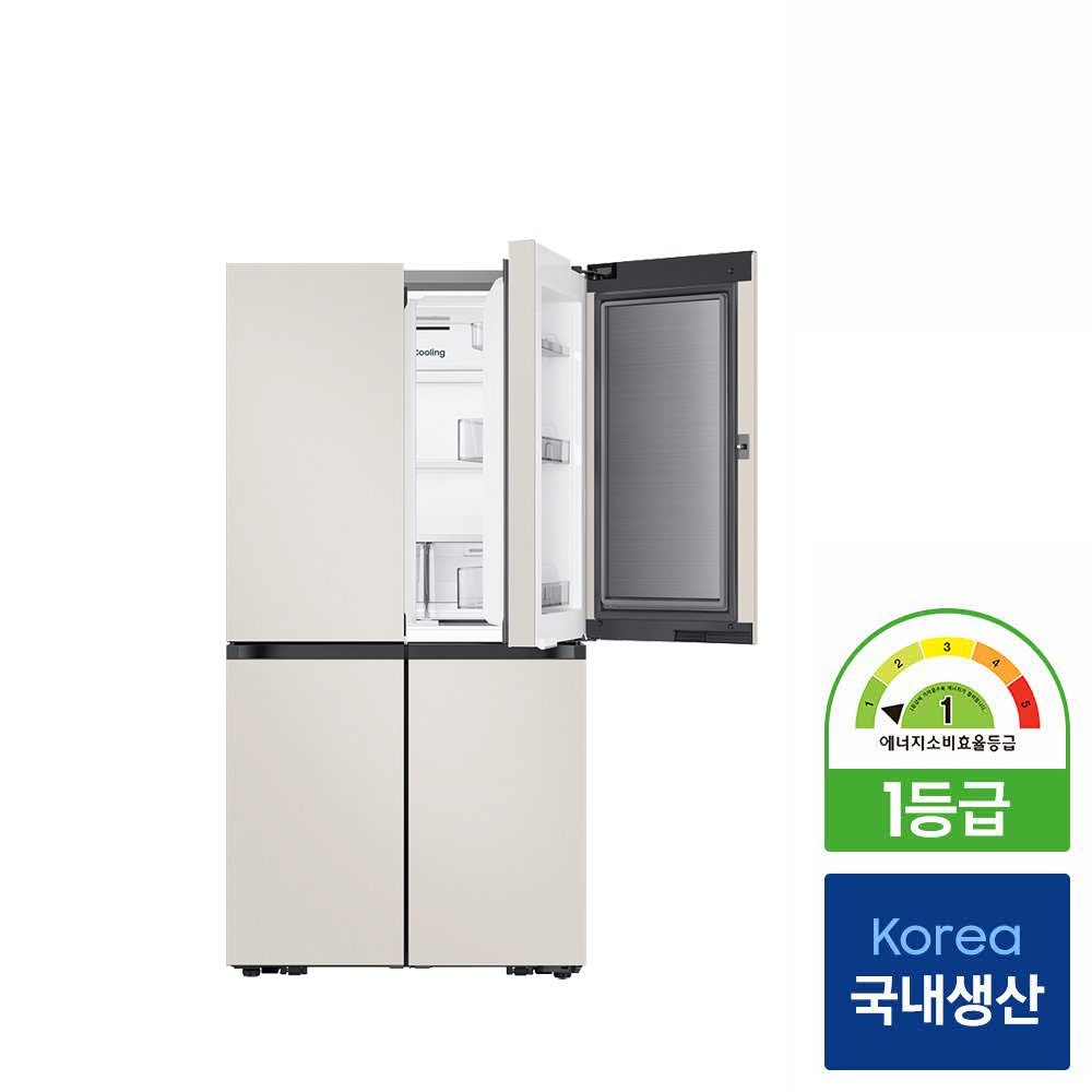 단하루!혜택가174만 삼성 비스포크 AI 냉장고 1등급 4도어 902L RM70F90M1GD 에센셜베이지 푸드쇼케이스 상세 이미지 1