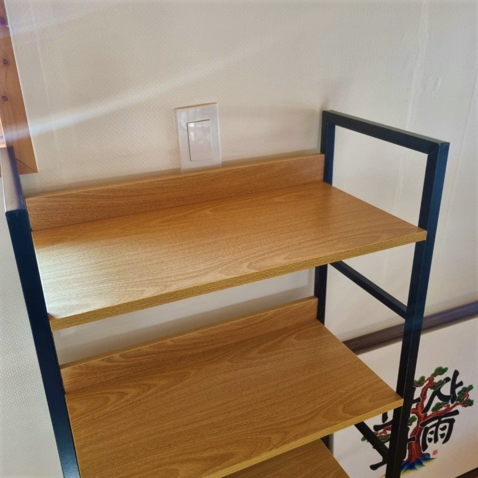 선반 수납선반 거실 철제 다용도실 팬트리 다용도 조립 모듈 나무 원목 3단블랙 상세 이미지 2