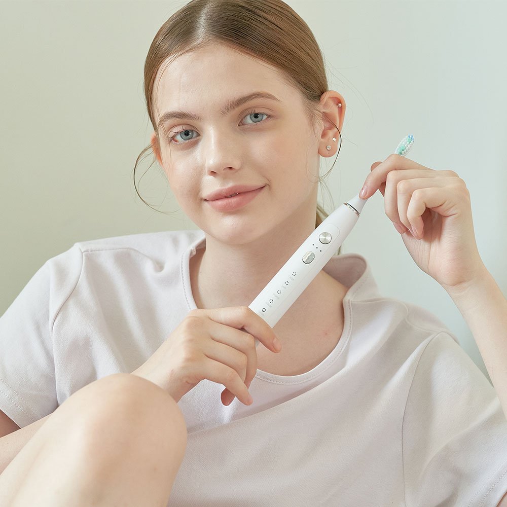 식스비 음파 전동 칫솔 듀얼케어_화이트 상세 이미지 2