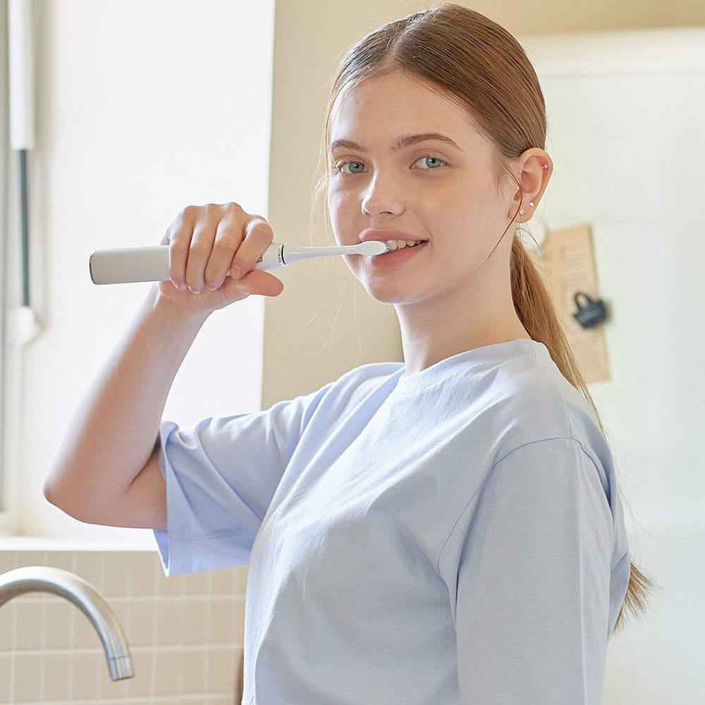 식스비 음파 전동 칫솔 듀얼케어_화이트 상세 이미지 1