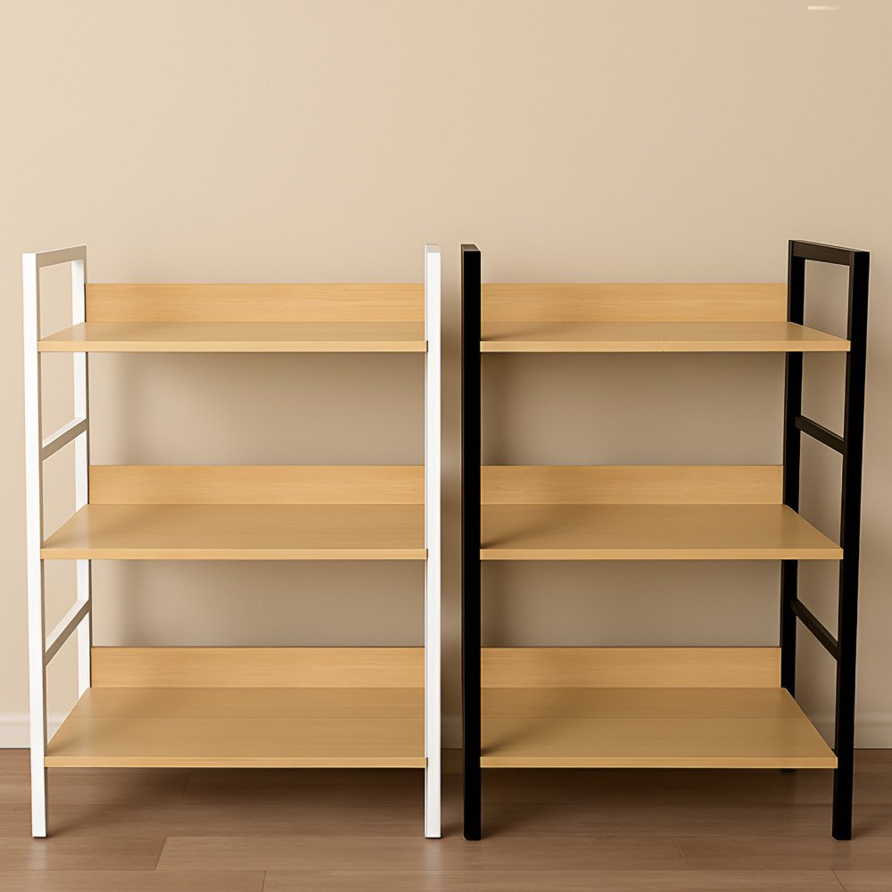 선반 수납선반 거실 철제 다용도실 팬트리 다용도 조립 모듈 나무 원목 3단블랙 상세 이미지 2