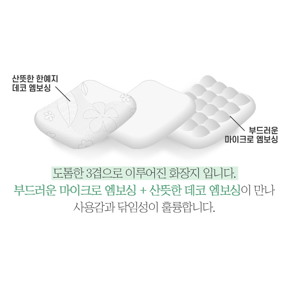 한예지 천연펄프 가든 플라워 3겹 두루마리 화장지 30m, 30롤, 1팩 상세 이미지 1